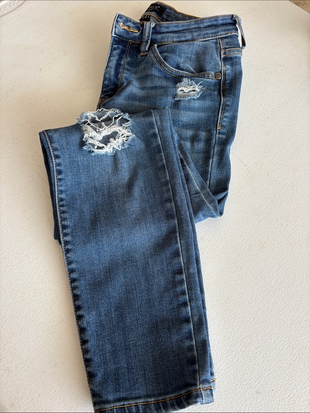 Judy Blue Medium Blue Distressed Skinny Jeans